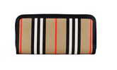 Burberry Ellerby Black Leather Icon Stripe Canvas Zip Around Continental Wallet -   -  Burberry.